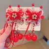 2026 Accesorios para el Cabello Hanfu de Año Nuevo para Niñas Estilo Chino Rojo Festivo Pasador de Año Nuevo Borla Estilo Antiguo para Niñas