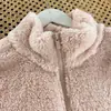 Abrigo Corto de Otoño e Invierno para Mujer, Top Peludo, Cárdigan de Polar Coral, Cuello Alto, Sudadera Cálida, Chaqueta de Polar Holgada Talla Grande, Grueso