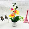 Bonsai de Flor Artificial em Vaso Simulado Bonsai Phalaenopsis Impresso em 3D Enfeites de Bonsai Novo Vaso Listrado Grande Três Phalaenopsis