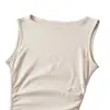 Vestido off-shoulder sem mangas estilo sissy hot girl para mulheres, justo, sexy, elástico, franzido, comprimento médio bodycon