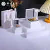 Caja de Joyería Blanca de Piel Sintética para Anillos, Collares, Pulseras y Accesorios, Caja de Almacenamiento, Caja de Regalo con Estampado Dorado