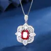 Nuevo Conjunto Retro de Alta Gama Huabi Jewelry para Mujer 2024 Base de Cobre Chapado en Oro Corindón Rojo Simulado Espinela Azul 8*10