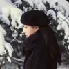 Boina de Lana Pura para Mujer, Sombrero de Artista Retro Británico para Otoño e Invierno, Sombrero Versátil de Estilo Coreano Japonés de Moda para Mujer, Hace que la Cara Parezca Más Pequeña en Invierno