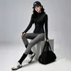 Conjunto de Ropa de Yoga para Mujer: Cárdigan de cuello alto de alta gama, de manga larga, Pantalones de yoga de cintura alta, Ropa elástica y transpirable para correr y fitness para otoño