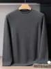 Suéter de punto para hombre 100% cachemira de doble hebra de 7 puntos con cuello semi-alto, bordes enrollados, engrosado, corte holgado, camiseta base informal de punto con manga raglán