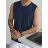 Camiseta Regata de Seda Modal Gelo para Homens, Camiseta sem Mangas para Fitness e Basquete, Antibacteriana, Fresca e de Secagem Rápida, Camiseta de Cor Sólida