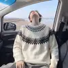 Em estoque Suéter de Malha Fair Isle Redondo de Gola Redonda com Caimento Solto Outono/Inverno 2026 para Homens e Mulheres