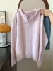 Suéter rosa suave tejido en canalé estilo coreano para mujer, otoño e invierno, engrosado, diseño único, top de punto suelto y suave
