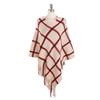 Outono e inverno moda nova europeia e americana best-seller de cor sólida grande xadrez xadrez borla decorativa pullover xale quente