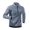 Deportes al Aire Libre Transfronterizos Secado Rápido Manga Larga para Hombre Primavera y Verano Delgado Absorbe el Sudor Pista y Campo Fitness Media Cremallera Top de Ciclismo