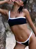 Amazon Europeia e Americana 2026 Novo Estilo Cor Sólida Simples Ins Moda Cropped Ombro Único Maiô Feminino Conjunto de Praia