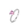 Anillo de amor con circonita rosa para mujer, plata S925, estilo japonés y coreano, con un nicho de temperamento transfronterizo, propuesta súper llamativa, anillo para el dedo índice.