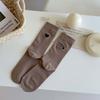Calcetines Ins Sencillos de Primavera y Otoño para Mujer Coreanos Talón AB Carta de Amor Bordados Calcetines de Tubo Medio Blancos Apilados