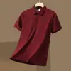 Camisa Polo de Seda Helada de Verano sin Costuras para Hombre, Cuello Campana, Camiseta de Manga Corta Casual de Negocios para Hombre, Camisa de Media Manga