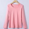 Camiseta de mujer de algodón mercerizado de moda, de manga larga, con cuello en V, para primavera y verano, para uso exterior, camisa de base de algodón entallada 8888-1