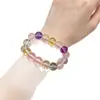 Pulsera de Amatista Natural Sintética de 14 mm para Mujer, Pulsera de Cuentas Coloridas de Lujo Ligero y Gama Alta, Pulsera de Cristal con Diseño de Nicho