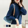 Material de alta qualidade, novo suéter de tricô com botões, listrado color-block, estilo coreano, manga longa, outono/inverno 2026 para mulheres