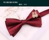 Pajarita para novio, boda, color rojo vino oscuro, sólido, moda, traje para hombre, lazo con incrustaciones, feliz, doble capa