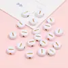 Cuentas de Acrílico 4*7mm Fondo Blanco Inglés Letra Dorada Letra Única Cuentas Planas DIY Accesorios para Joyería de Educación Temprana para Niños
