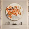 2025 Nuevo Estilo Pintura Colgante Redonda Deseos de Caqui Nuevo Estilo Chino Pared Frontal de Entrada Pintura Decorativa para Vestíbulo Pintura para Mesita de Noche de Dormitorio