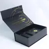 Caja Personalizada Negra Estampada en Caliente para Set de Productos de Cuidado de la Piel de Gama Alta, Fabricante de Cajas Tipo Libro con Película Mate, Foshan Li Shu Zhong Hao Packaging