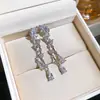 Pendientes Mangxia~Estrella de Zirconia Brillante Gota de Agua Borla, Lujo Accesible y Pendientes de Alta Gama, Pendientes de Moda Estilo Coreano Ins