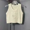 Design Sense Carta Em Relevo Gola Redonda Sem Mangas Camisola Tricotada Elástica Look Slim Fashionável Novo Top Slim Fit