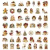 50 Hojas Nuevas Pegatinas Navideñas Doradas de PET Decoraciones Refrigerador Funda de Teléfono Pegatinas para Taza de Agua Pegatinas de Escena Impermeables