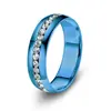 Anel de Diamante de Linha Única Moda Personalizada Europeia e Americana Aço Inoxidável Diamante Incrustado Anel de Casal Masculino e Feminino Joia de Mão Anel de Dedo