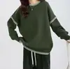 Estilo Preguiçoso Solto Tricô Pulôver com Costura em Bloco de Cores para Mulheres Outono e Inverno Novo Design Tricô Grosso de Gola Redonda Larga