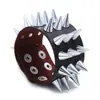 Pulseira Europeia e Americana Popular Estilo Punk Não-Convencional Exagerada de Couro PU Ajustável de Três Fileiras com Espinhos Pulseira Hip-Hop