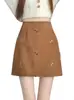 Falda corta de gamuza con cuentas, línea A, cintura alta para mujer, nueva colección otoño 2026, casual y favorecedora, falda midi versátil
