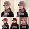 Gorro de Invierno para Mujer, Gorro para Madre, Forrado de Felpa, Gorro de Punto Engrosado, Gorro Cálido, Conjunto, Gorro de Punto de Lana de Conejo para Señora Mayor