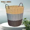 Cesta de Mimbre Tejido de Imitación para Ropa Sucia de Hogar Cubo de Almacenamiento de Juguetes Cesta Grande de Baño para Ropa Sucia Cesta Impermeable para Ropa Sucia
