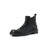 Botas Chelsea de couro femininas, novo estilo outono/inverno, couro genuíno por dentro e por fora, bico redondo, design de calçar, salto médio, botins da moda