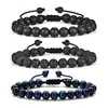 Pulsera trenzada de piedra volcánica popular de Amazon para hombre, pulsera de ojo de tigre con cuentas, pulsera de moda hecha a mano para hombre