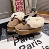 Lancui~Sapatos femininos de inverno em couro genuíno com franjas e pele, botas de neve, mocassins, sola grossa, salto de 4cm, para calçar sem cadarços