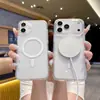 Funda Magnética Transparente Avanzada para Teléfono Apple 17Promax con Panel Trasero de Color Sólido Simple, Funda para Teléfono Apple 18Promax