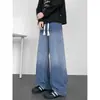 2026 novos jeans de estilo americano da moda, de alta qualidade, com design degradê, soltos, de perna reta, versáteis, de perna larga, com caimento fluido