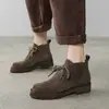 Botas de tornozelo com cadarço super confortáveis para mulheres 2026 Outono botas simples salto grosso sola grossa e botas de tornozelo estilo britânico retrô botas Martin