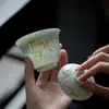 Tigela de Chá Cerâmica Pintada à Mão Padrão Sino de Vento Azul Mingzhishan Zhi Estilo Fresco com Tampa para Uso Doméstico
