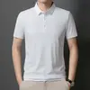 Polo de Seda de Hielo de Verano Sin Costuras Urbano de Negocios con Cuello Camisero para Hombre Camiseta Sencilla de Color Sólido Camisa de Aire Acondicionado para Papá Camisa de Empleado