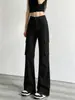 Calça Cargo Flare Feminina 2026 Nova Primavera/Outono Estilo Americano Solta Cintura Alta Emagrecedora Casual Tendência Perna Larga Calça Flare