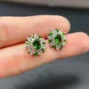 Pendientes de Diópsido Natural para Amazon Transfronterizo Plata S925 Piedra Principal 4*6 Joyería de Lujo Venta Directa de Fábrica