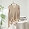 Suéter de Otoño e Invierno Cuello Redondo Perezoso 100% Cachemira Pura Tejido de Punto Cuello Bajo Delgado Apariencia Adelgazante Ajustado Prendas de Punto Base