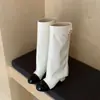 Botas de Salto Alto Estilo Chanel Bico Redondo Color Block Altas até o Joelho para Mulheres, Novo Modelo 2025, Elegantes Botas Over-The-Knee de Salto Grosso