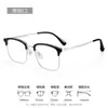 Gafas clásicas de media montura con montura grande para hombre, adelgazantes, montura de titanio ultraligera 911-221F, montura de gafas graduadas de titanio puro, montura de cejas