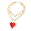 Collar Retro Personalizado de Aleación de Zinc Transfronterizo con Colgante de Corazón Grande Hueco Exagerado, Cadena Clavicular Artística Retro