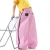 Pantalones casuales de lunares estilo americano para mujer, bordado de letras de moda, pantalones de pierna ancha con cordón de verano, pantalones de calle de marca de moda con dos rayas