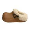 Nuevas pantuflas cálidas de felpa con suela gruesa para mujer, talla grande, con parte superior peluda, adecuadas para otoño e invierno, pantuflas de media caña para uso doméstico